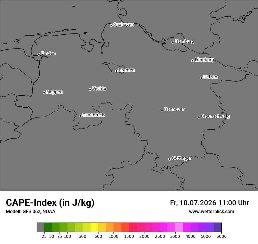 Modellkarte GFS – cape – ni