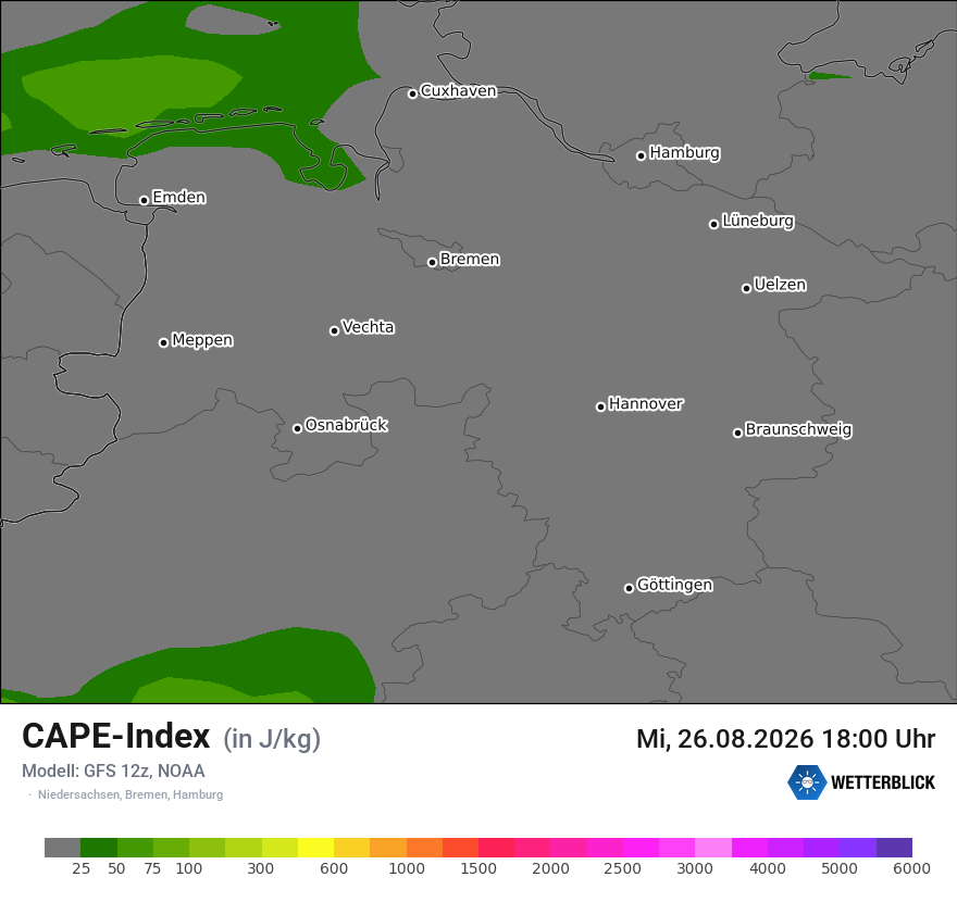 Modellkarte GFS – cape – ni
