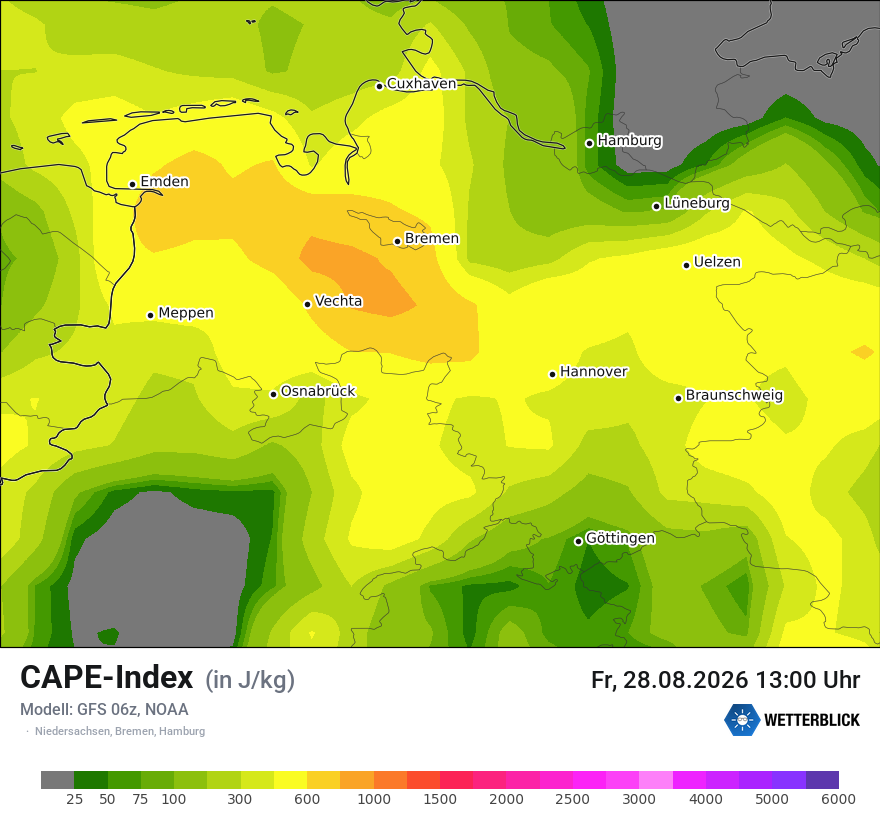 Modellkarte GFS – cape – ni