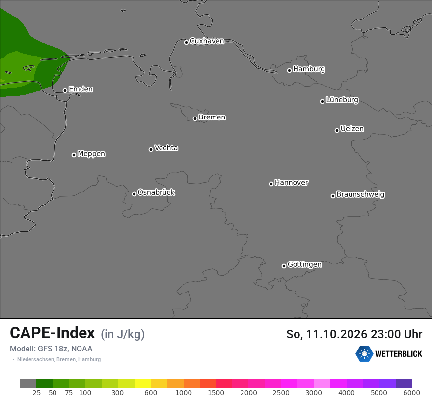 Modellkarte GFS – cape – ni
