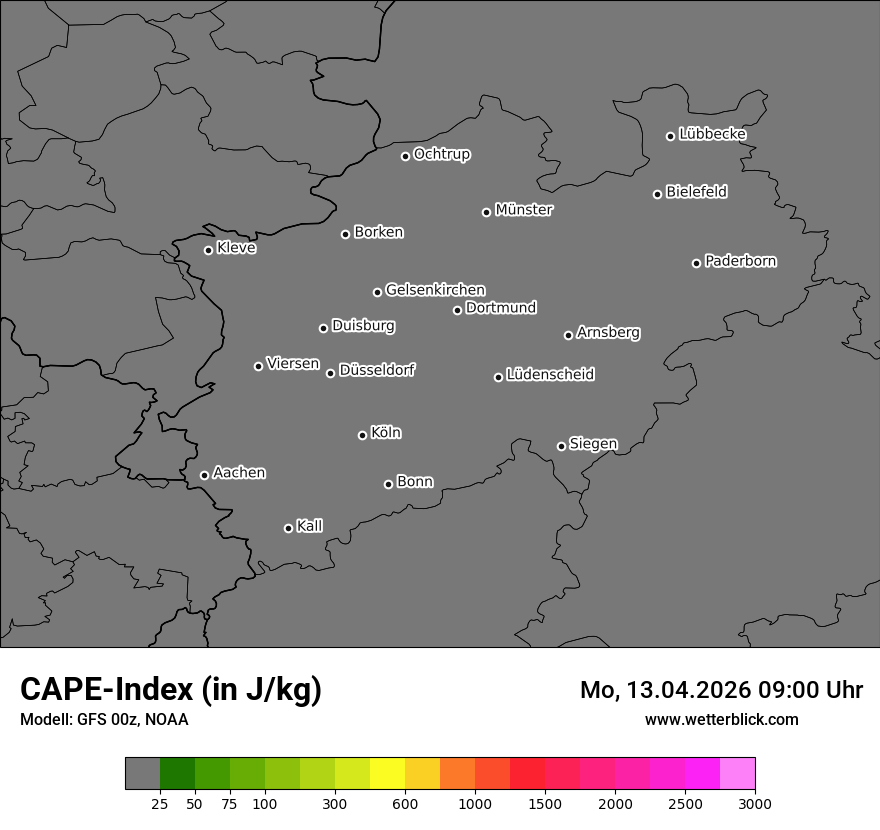 Modellkarte GFS – cape – nrw