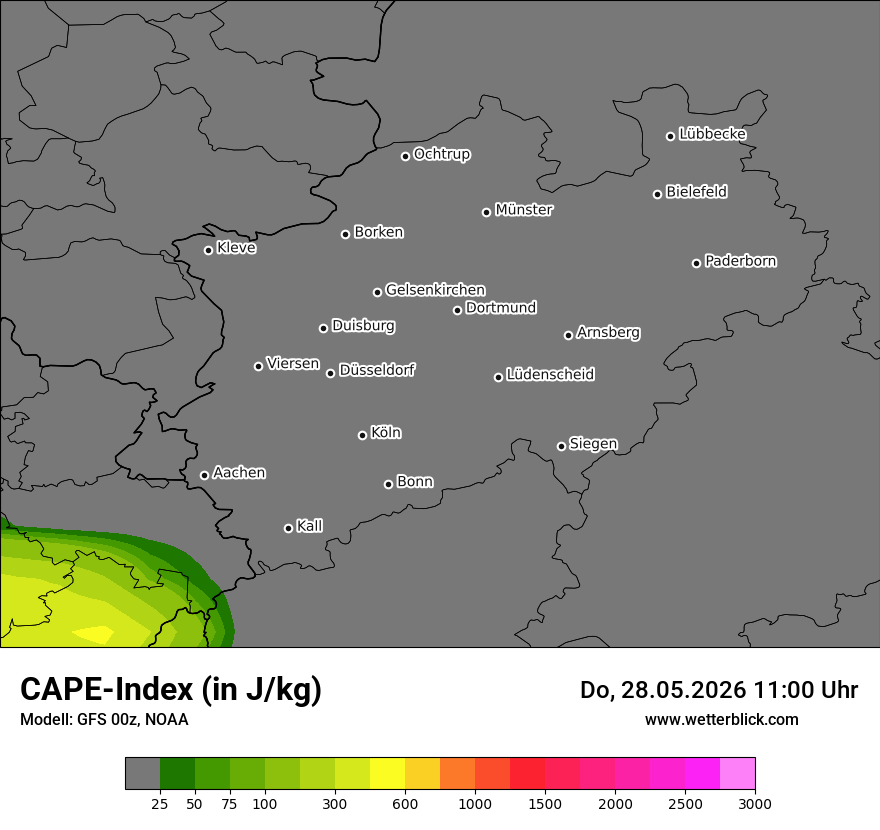 Modellkarte GFS – cape – nrw