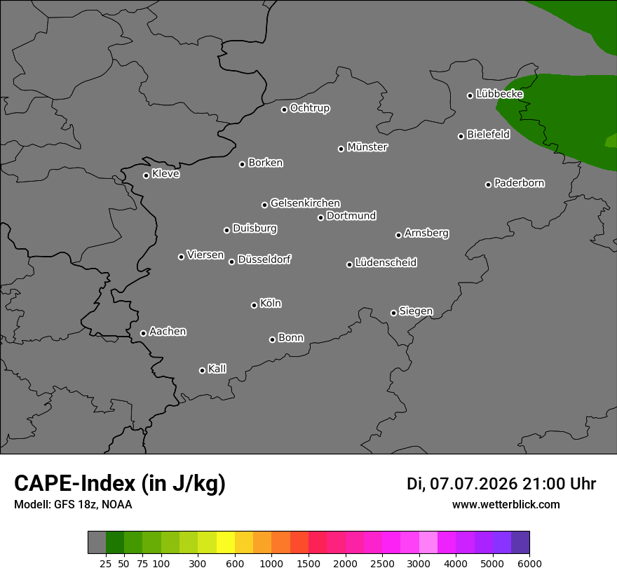 Modellkarte GFS – cape – nrw
