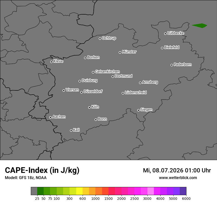 Modellkarte GFS – cape – nrw