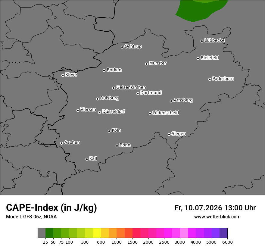 Modellkarte GFS – cape – nrw