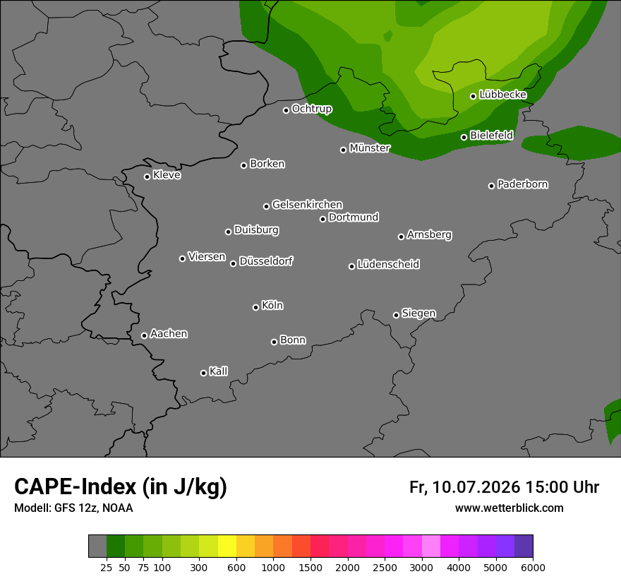 Modellkarte GFS – cape – nrw