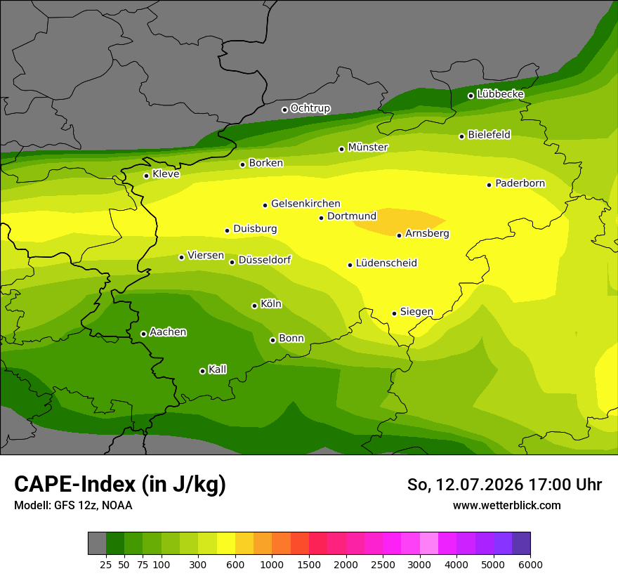 Modellkarte GFS – cape – nrw