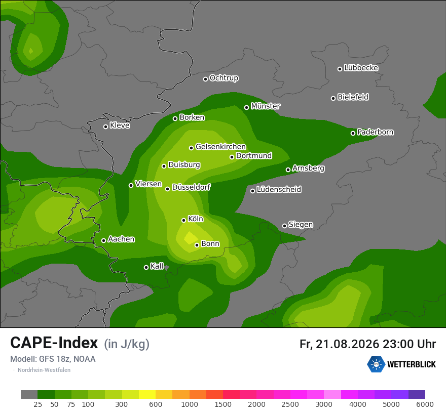Modellkarte GFS – cape – nrw