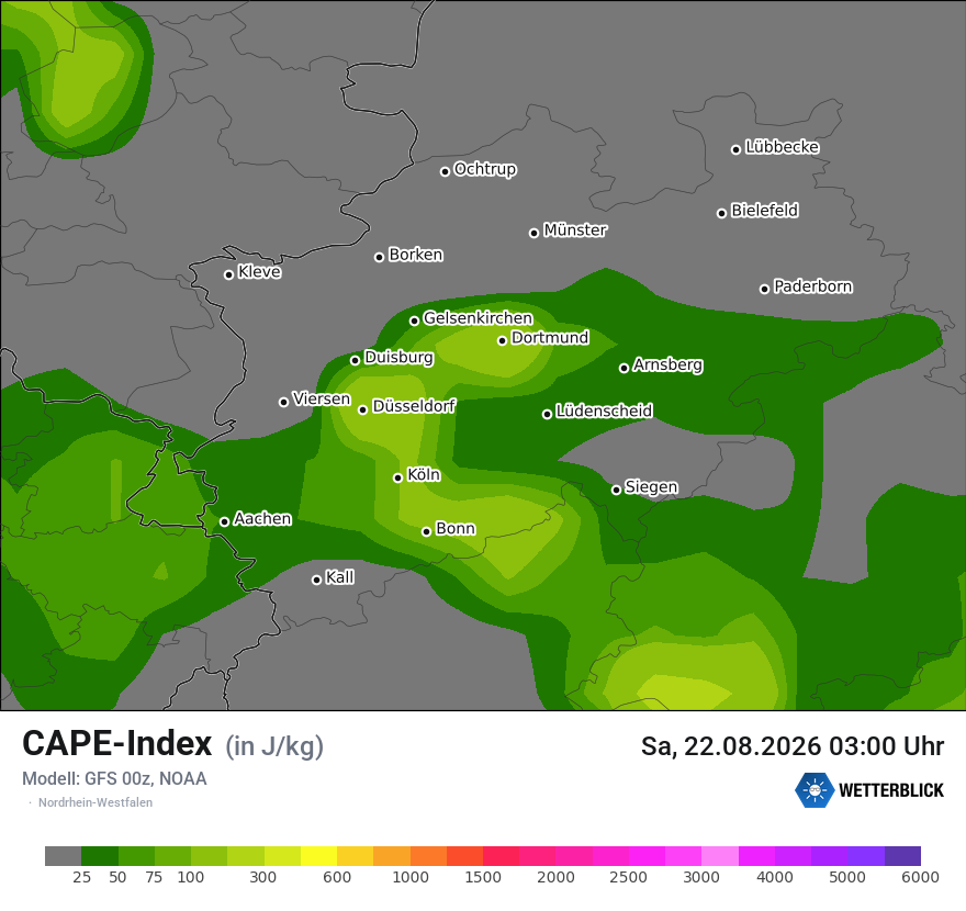 Modellkarte GFS – cape – nrw