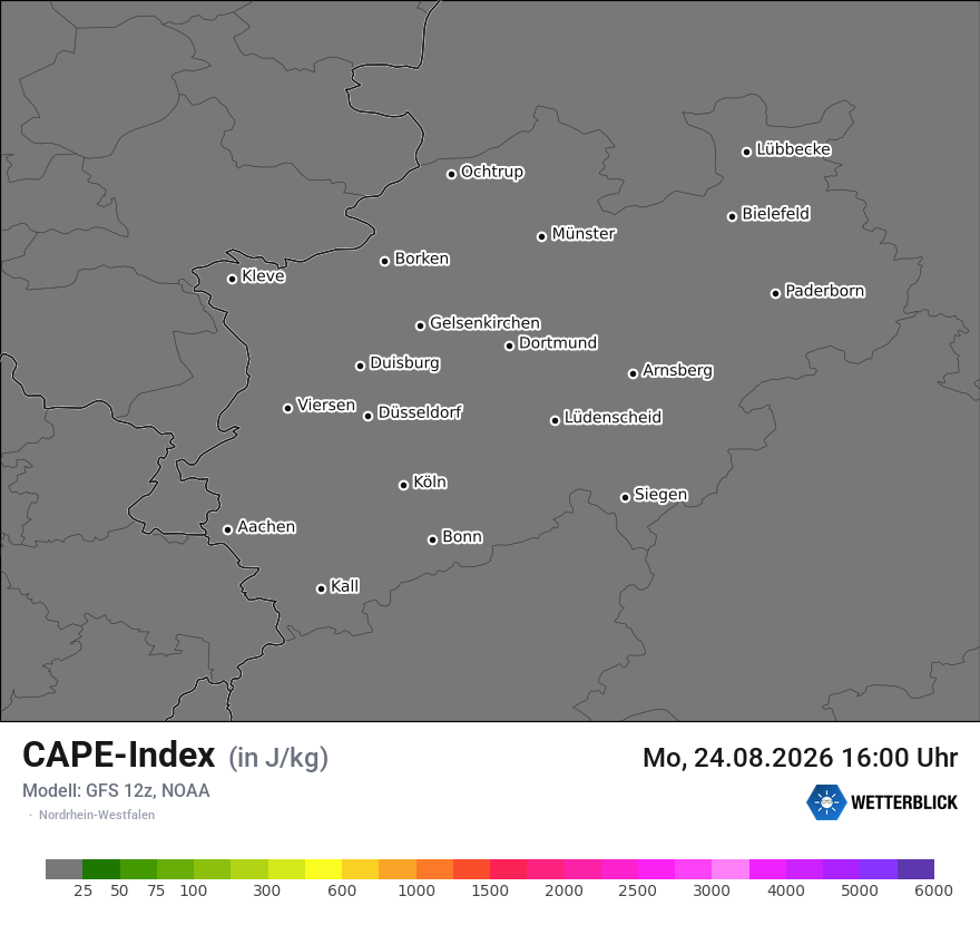 Modellkarte GFS – cape – nrw