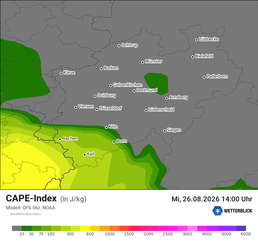 Modellkarte GFS – cape – nrw