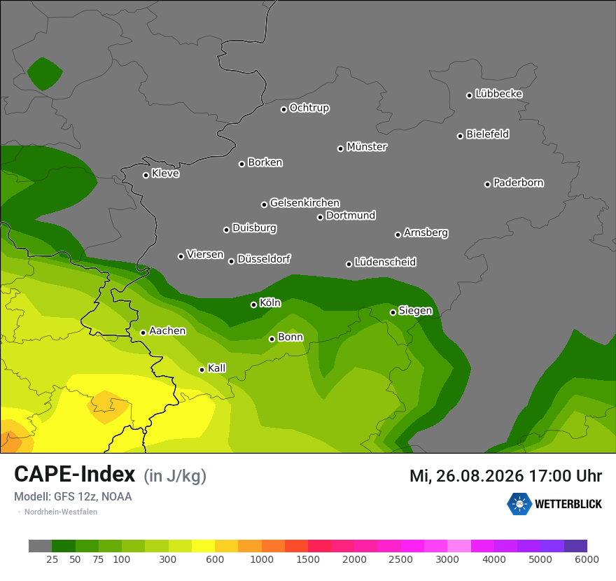 Modellkarte GFS – cape – nrw