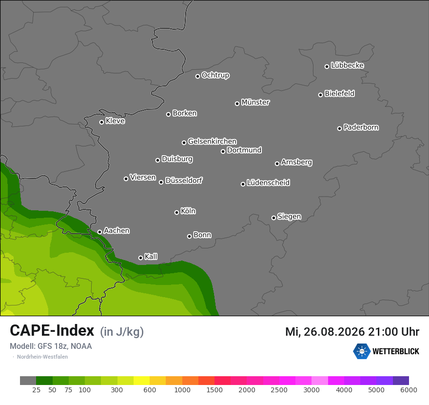 Modellkarte GFS – cape – nrw