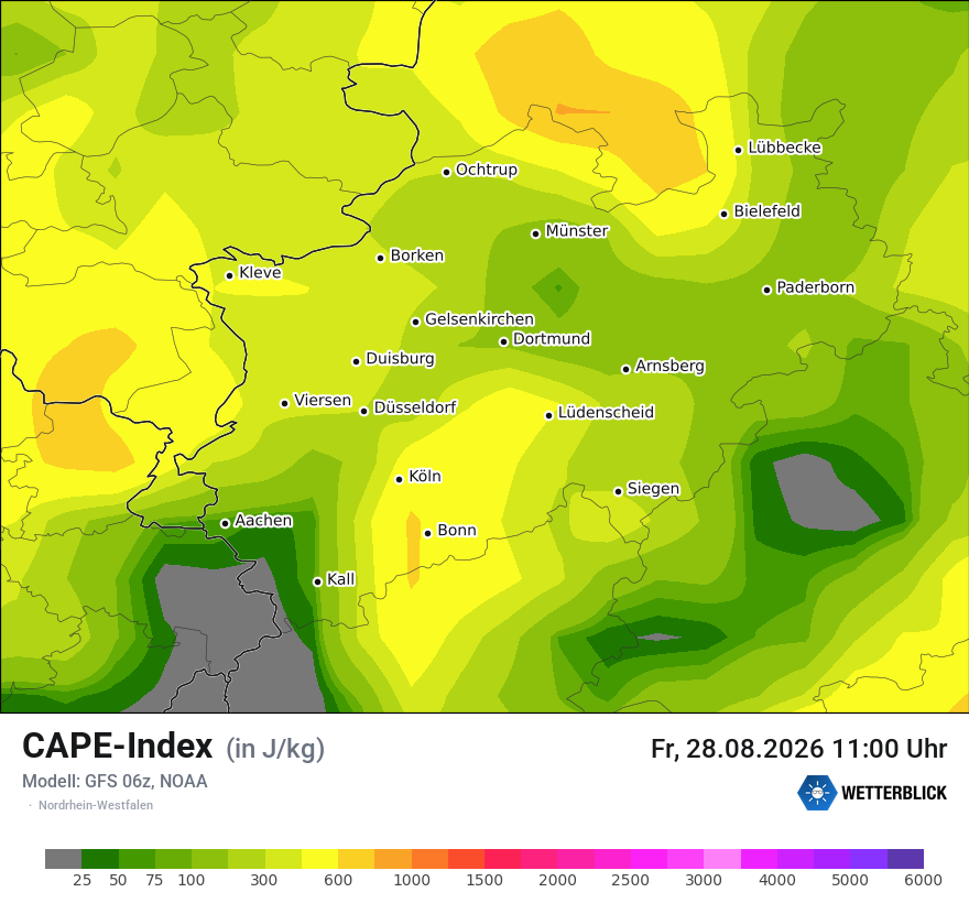 Modellkarte GFS – cape – nrw