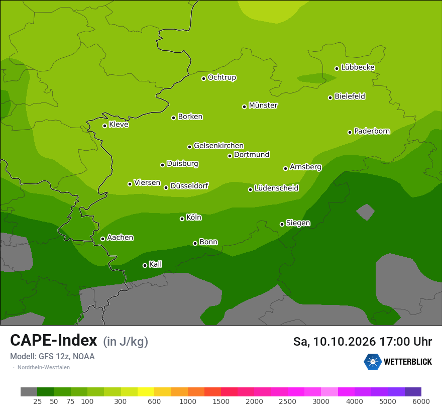 Modellkarte GFS – cape – nrw