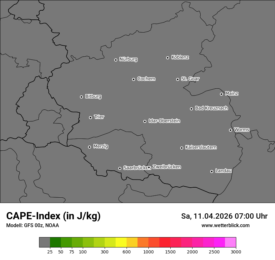 Modellkarte GFS – cape – rp