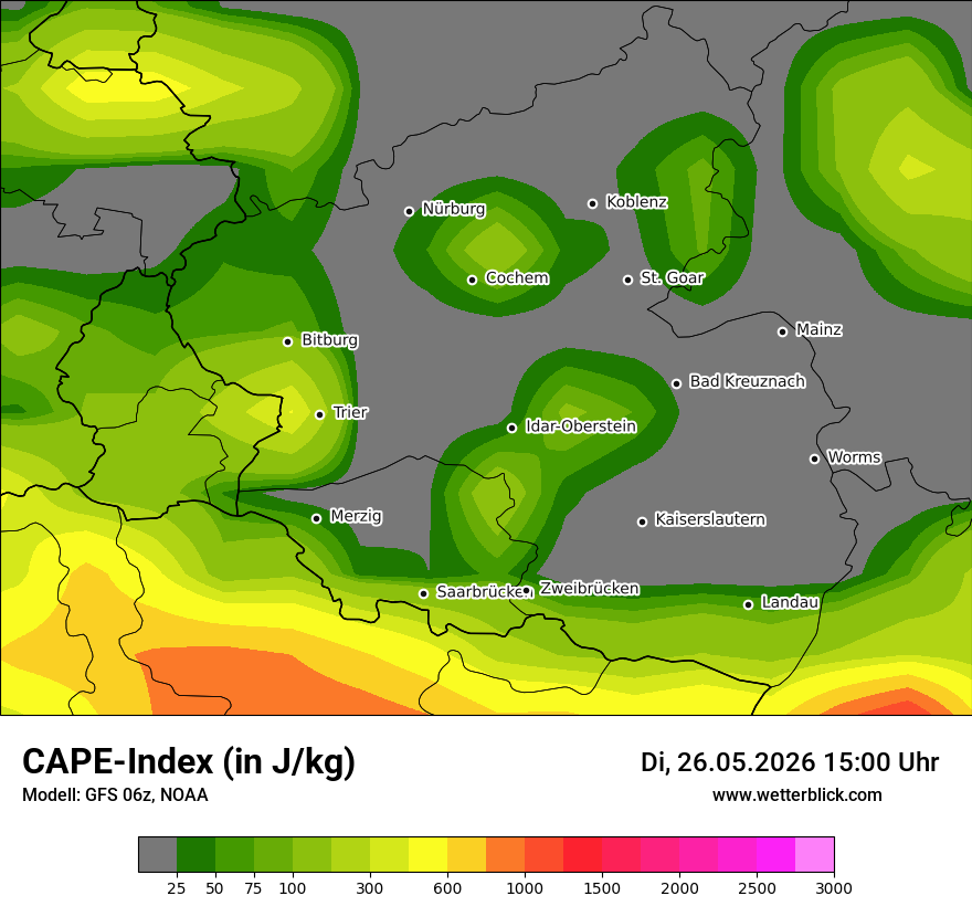 Modellkarte GFS – cape – rp