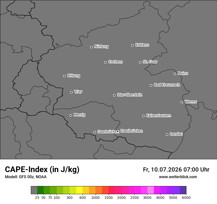 Modellkarte GFS – cape – rp