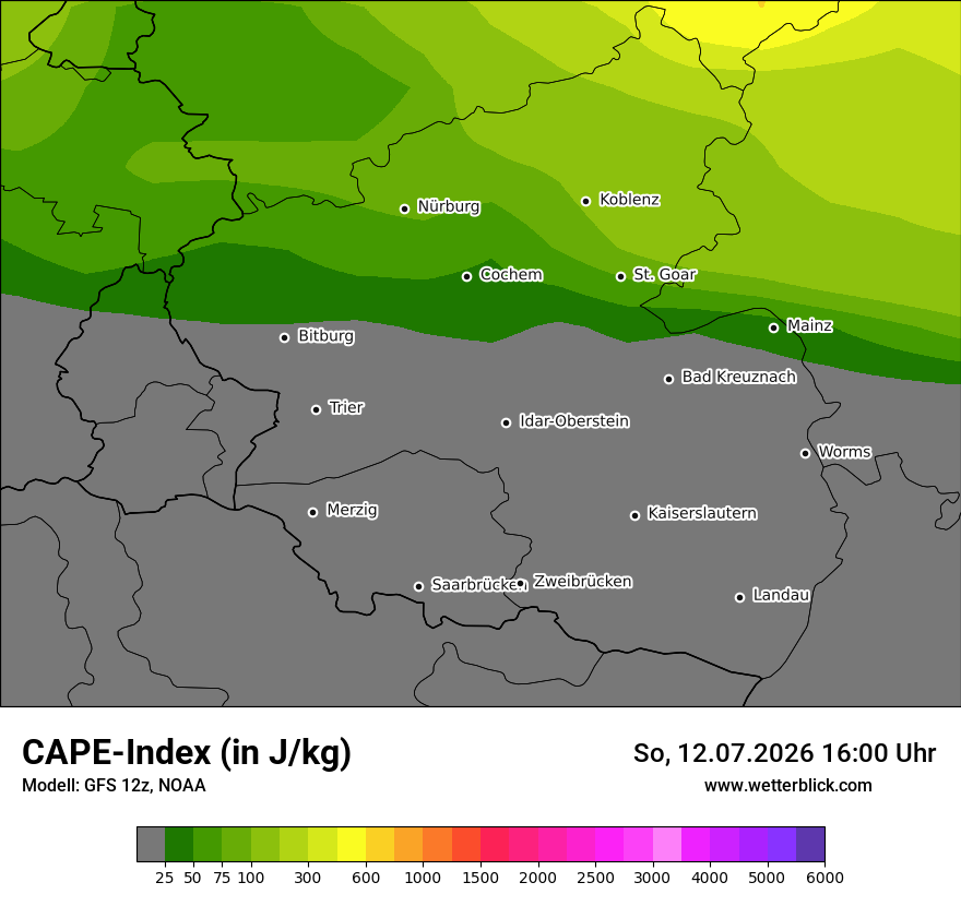Modellkarte GFS – cape – rp