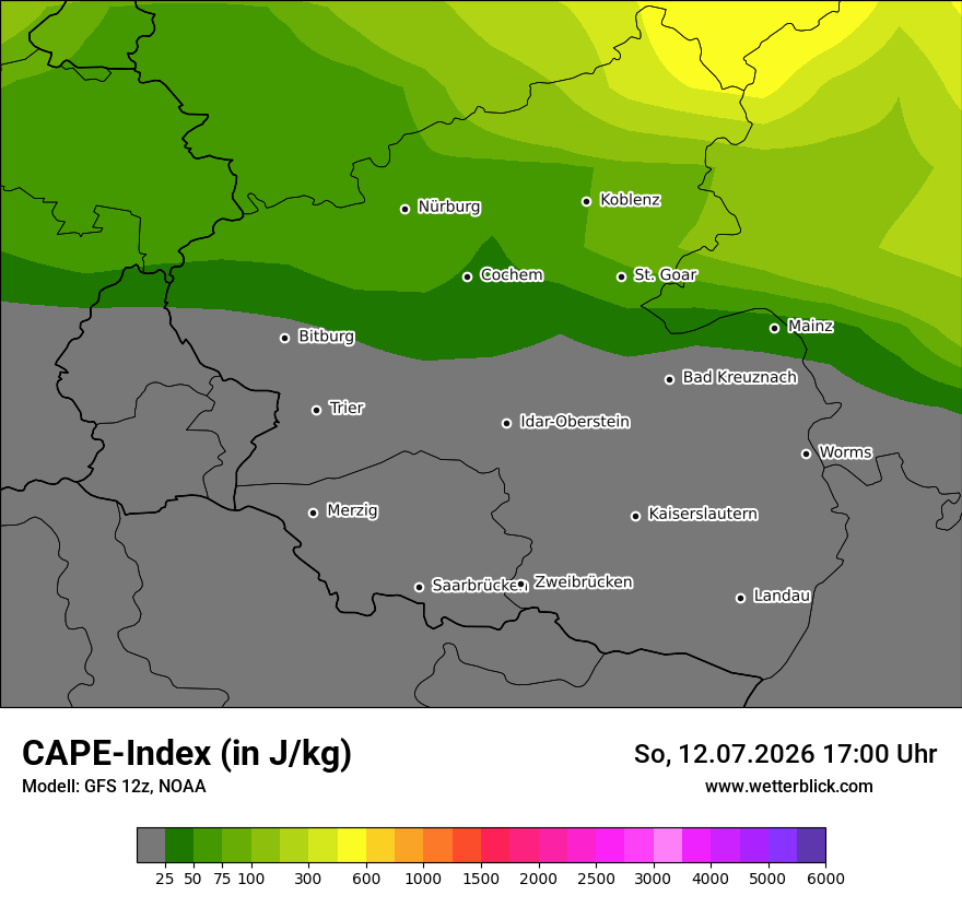 Modellkarte GFS – cape – rp