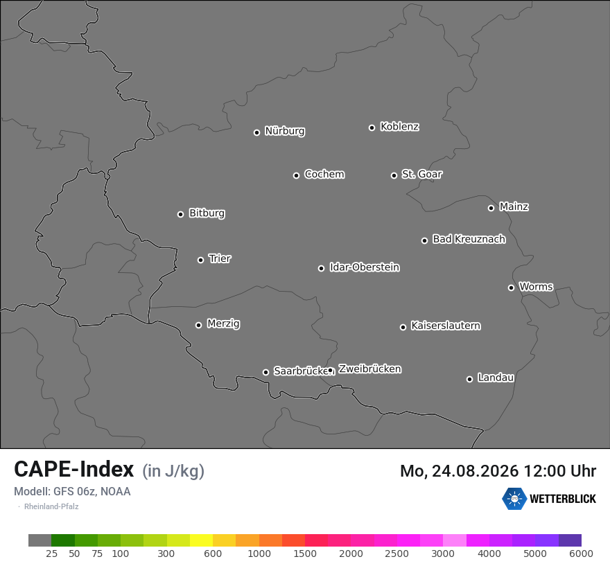 Modellkarte GFS – cape – rp