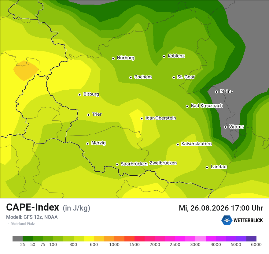 Modellkarte GFS – cape – rp