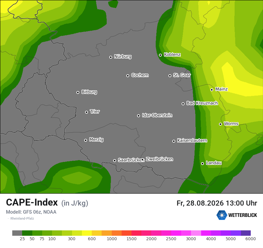 Modellkarte GFS – cape – rp