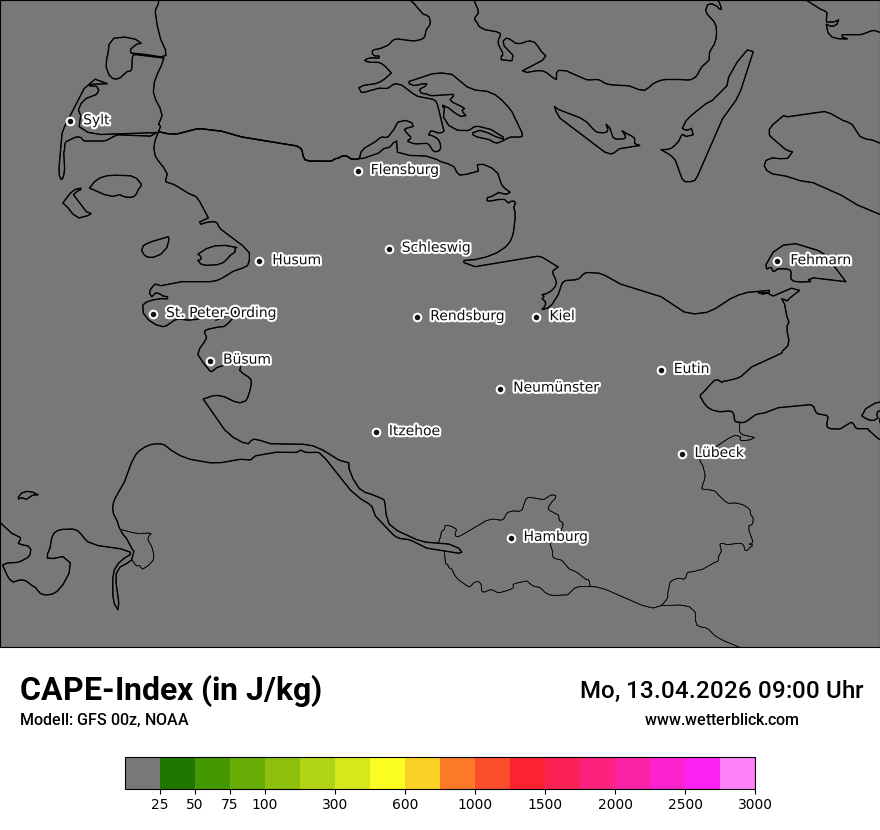 Modellkarte GFS – cape – sh