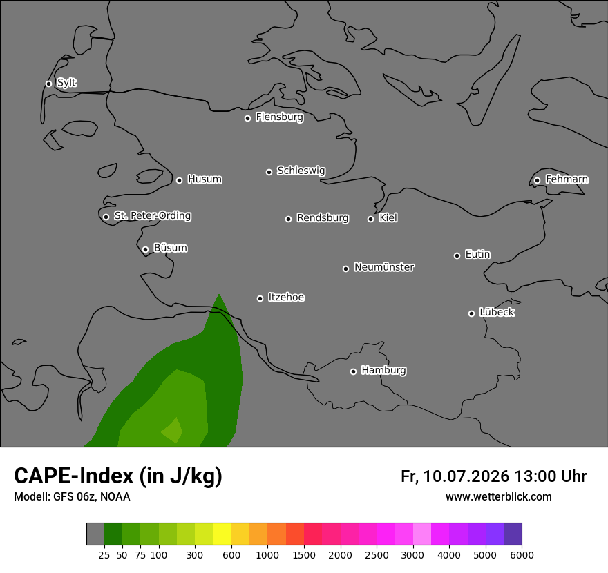 Modellkarte GFS – cape – sh