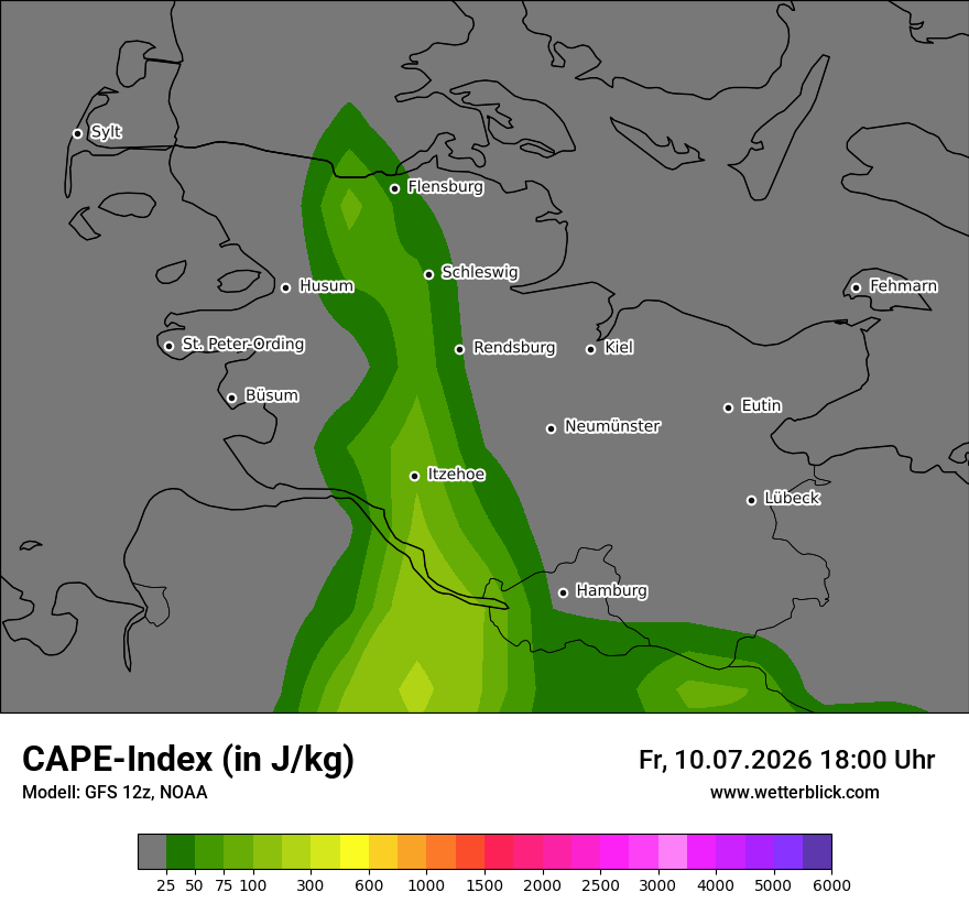 Modellkarte GFS – cape – sh