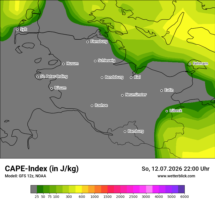 Modellkarte GFS – cape – sh