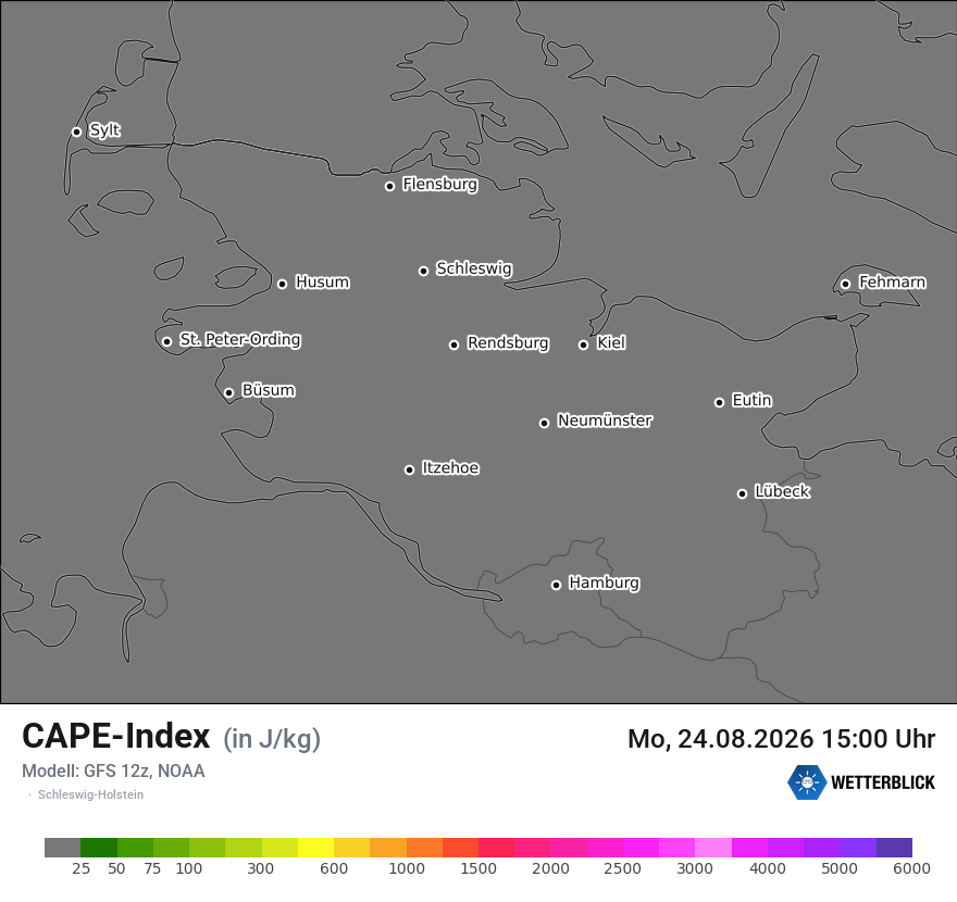 Modellkarte GFS – cape – sh