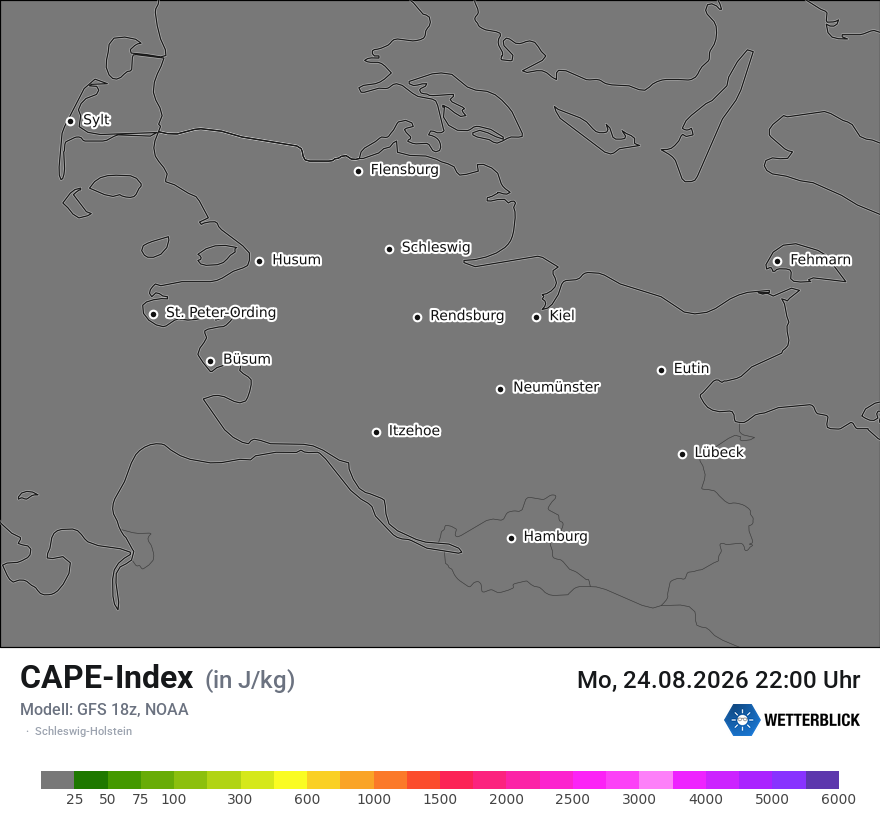 Modellkarte GFS – cape – sh