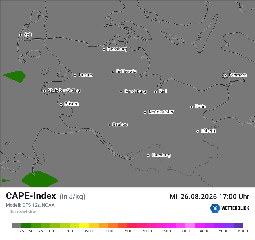 Modellkarte GFS – cape – sh