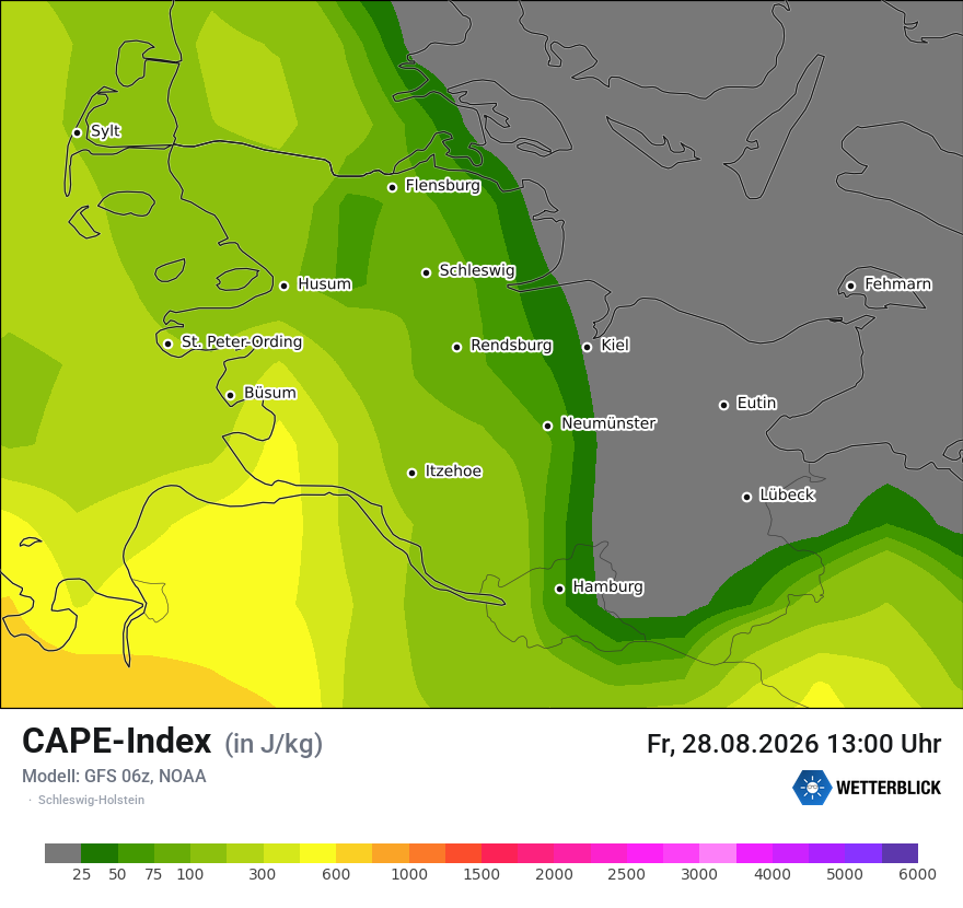 Modellkarte GFS – cape – sh