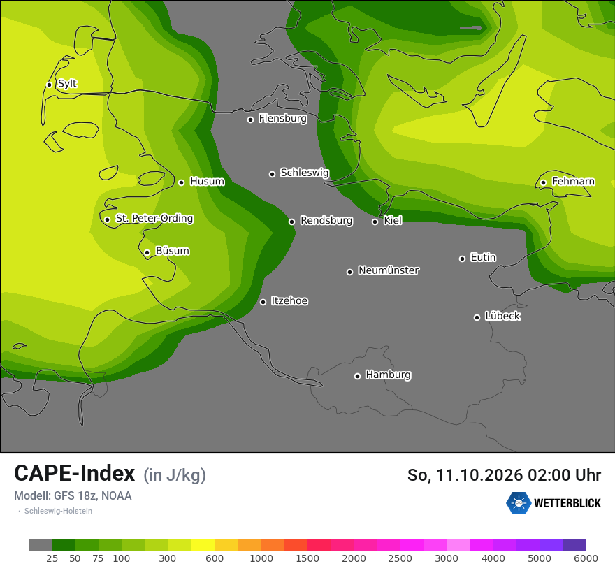 Modellkarte GFS – cape – sh
