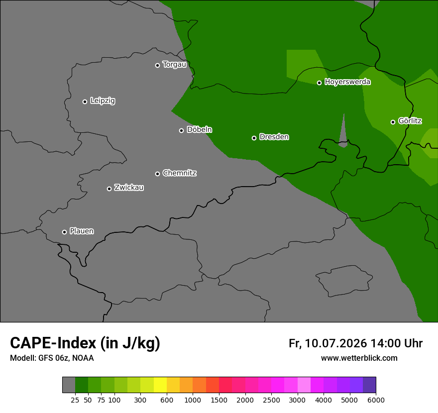 Modellkarte GFS – cape – sn