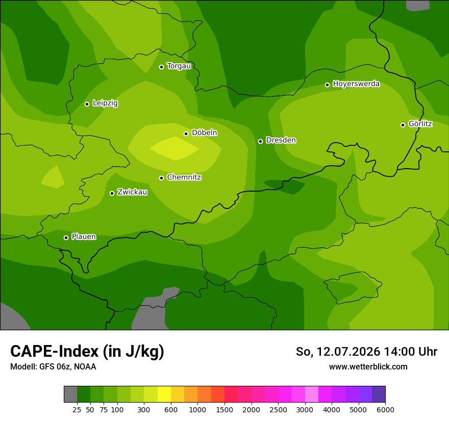 Modellkarte GFS – cape – sn