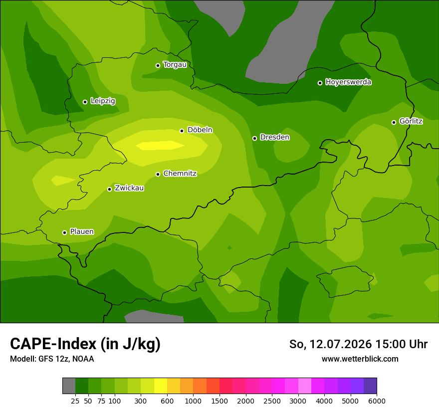 Modellkarte GFS – cape – sn