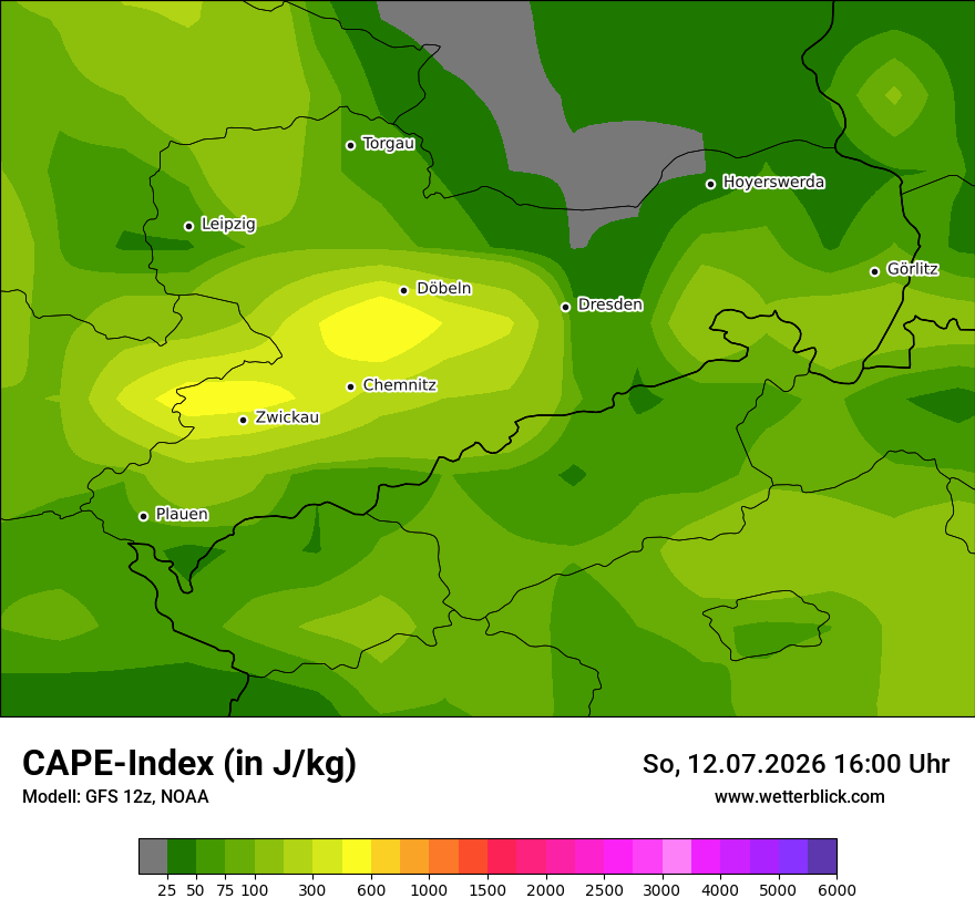Modellkarte GFS – cape – sn