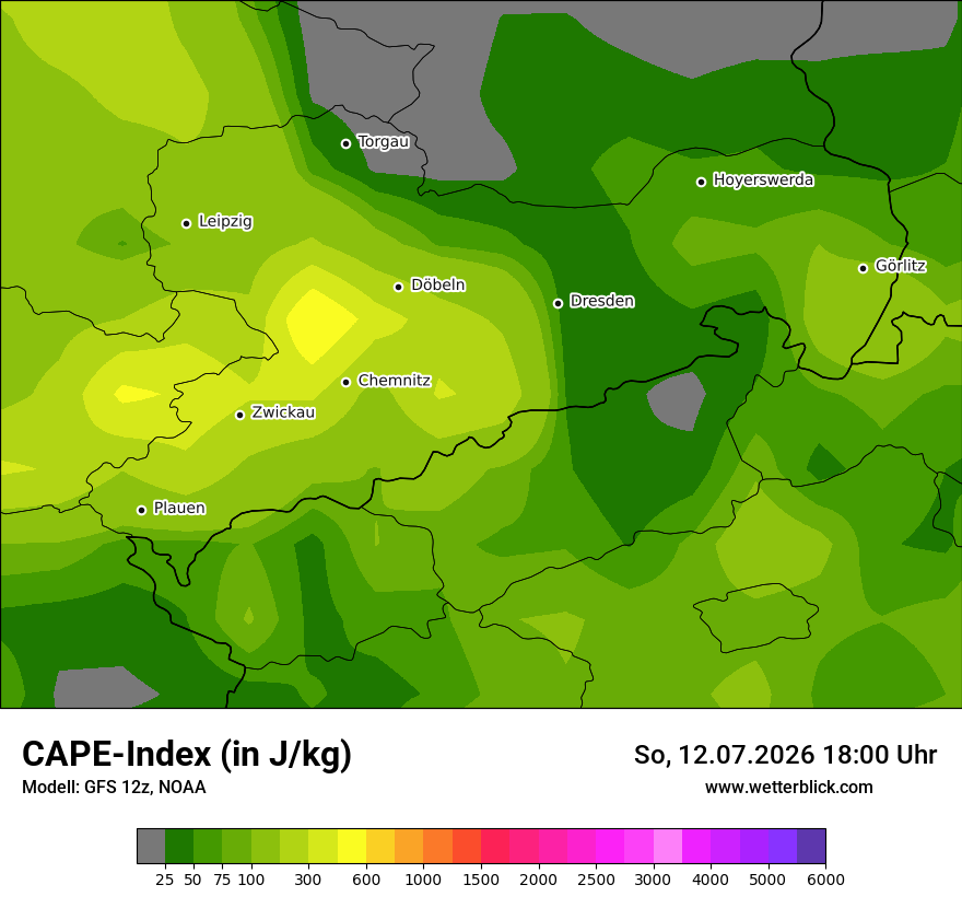 Modellkarte GFS – cape – sn