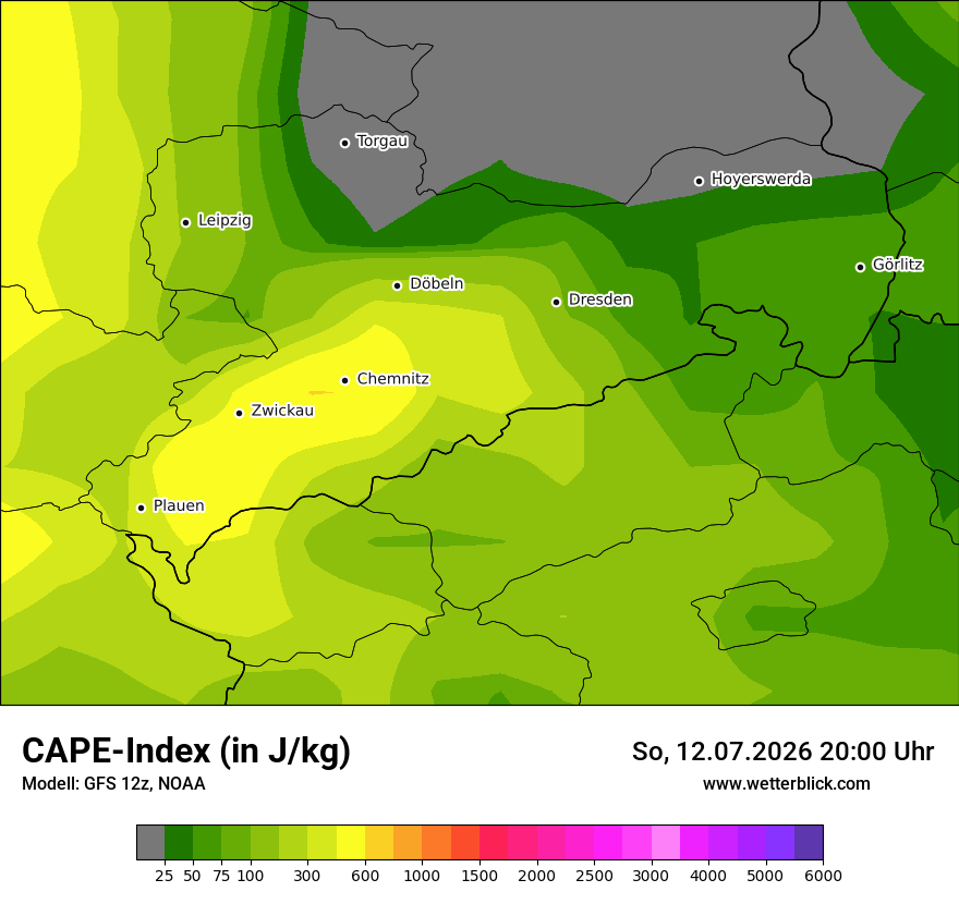 Modellkarte GFS – cape – sn