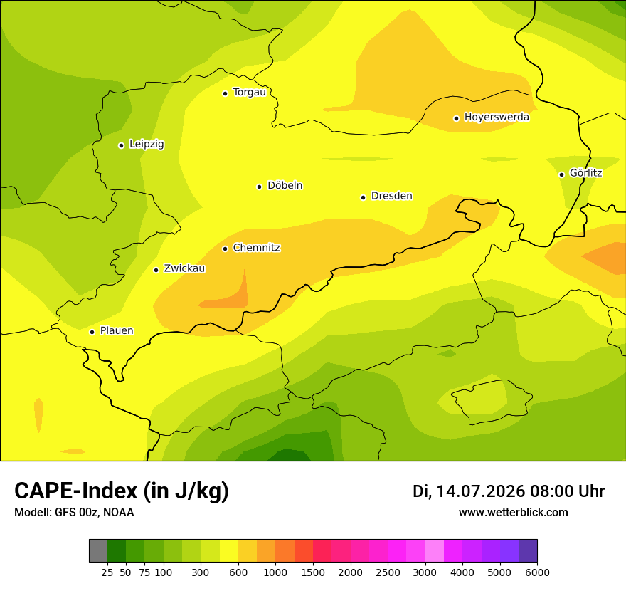 Modellkarte GFS – cape – sn