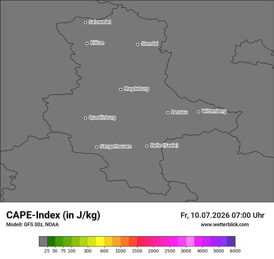 Modellkarte GFS – cape – st