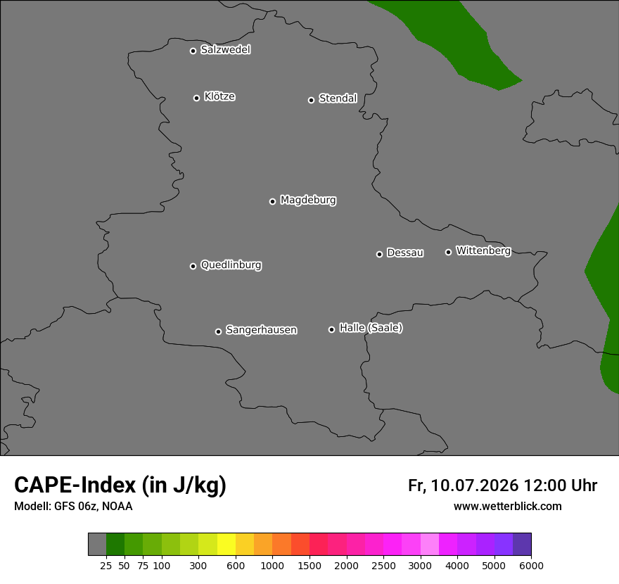 Modellkarte GFS – cape – st