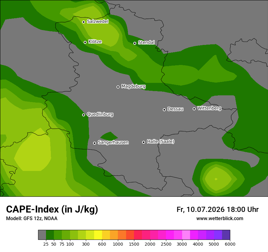 Modellkarte GFS – cape – st
