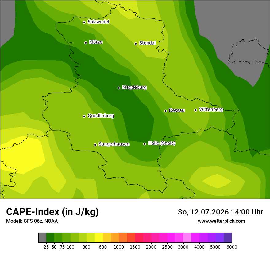 Modellkarte GFS – cape – st