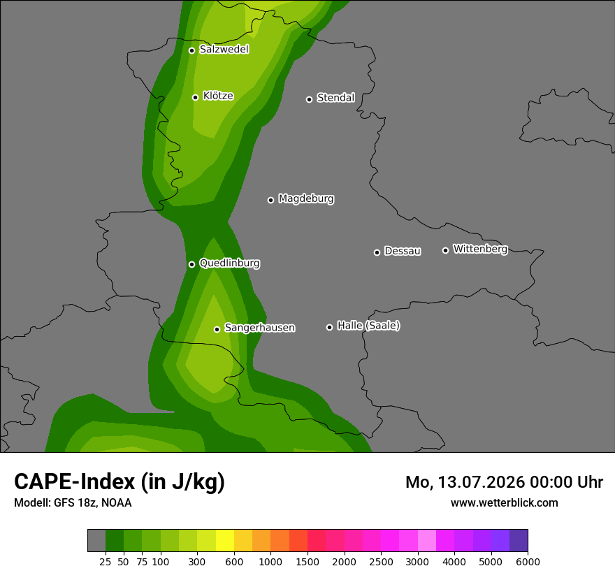 Modellkarte GFS – cape – st