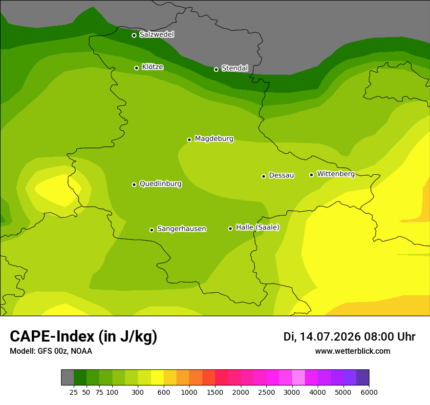Modellkarte GFS – cape – st