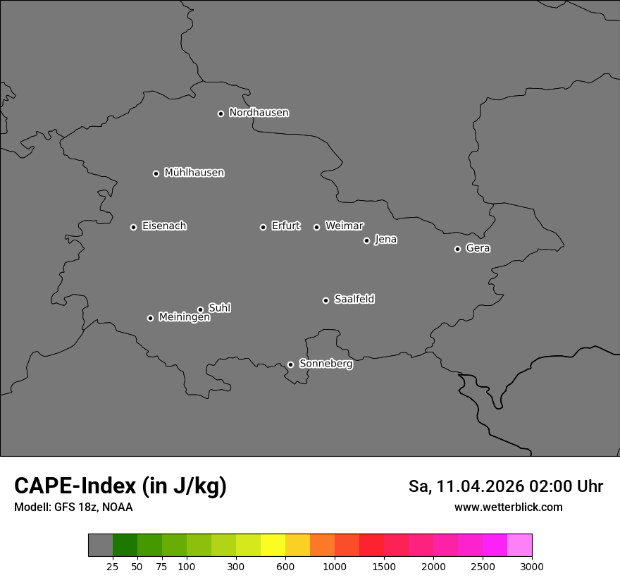 Modellkarte GFS – cape – th